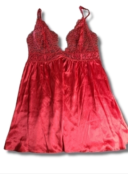 Vs Red Lace Satin Babydoll Teddy Camisole - Picture 1 of 3